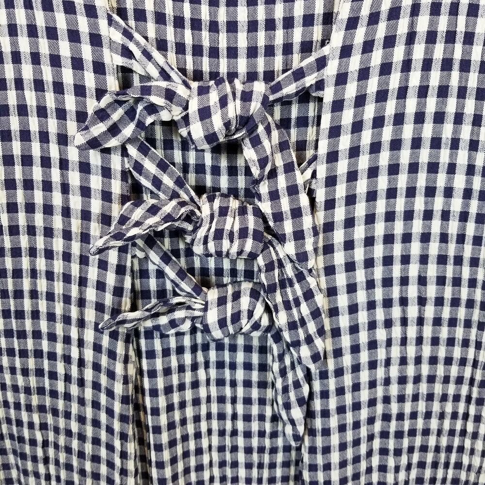 CDC Caren Desiree & Co Vintage Check Gingham Midi Dress Blue White Size 4 - Picture 5 of 6